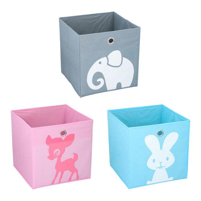 Boîte de rangement Alpina – Cube tissu – 28x28x28 cm – Couleurs assorties - 90661