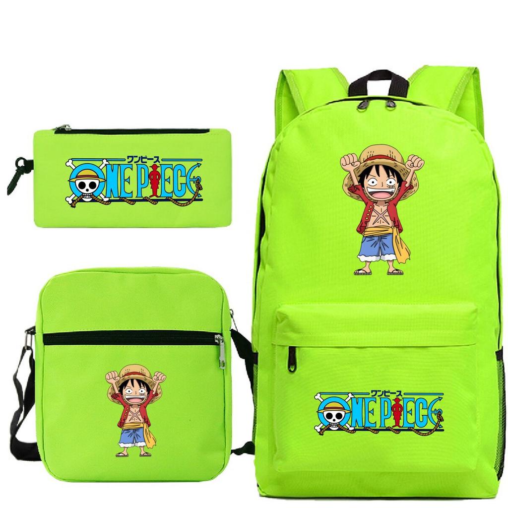 New Animation One Piece Printed Backpack for Primary and Secondary School Students Large Capacity School Bag Combination Three-piece Set