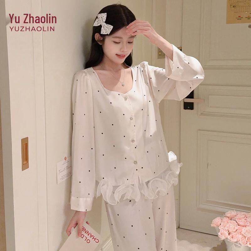 YUZHAOLIN Polka Dot Chic Long-Sleeve Pajama & Loungewear Set XL