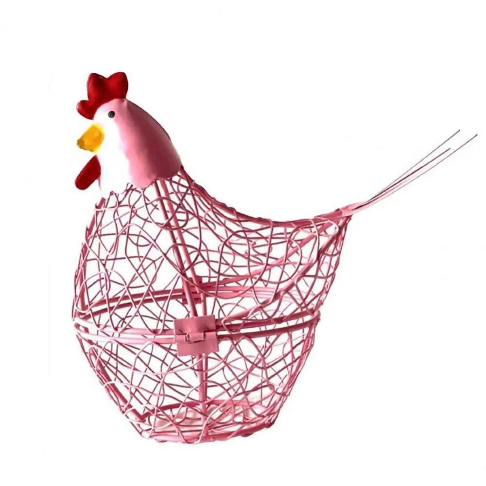 Iron Wire Easter Eggs Storage Containers Farmhouse Style Egg Holder Hen Shape Egg Baskets Fruit