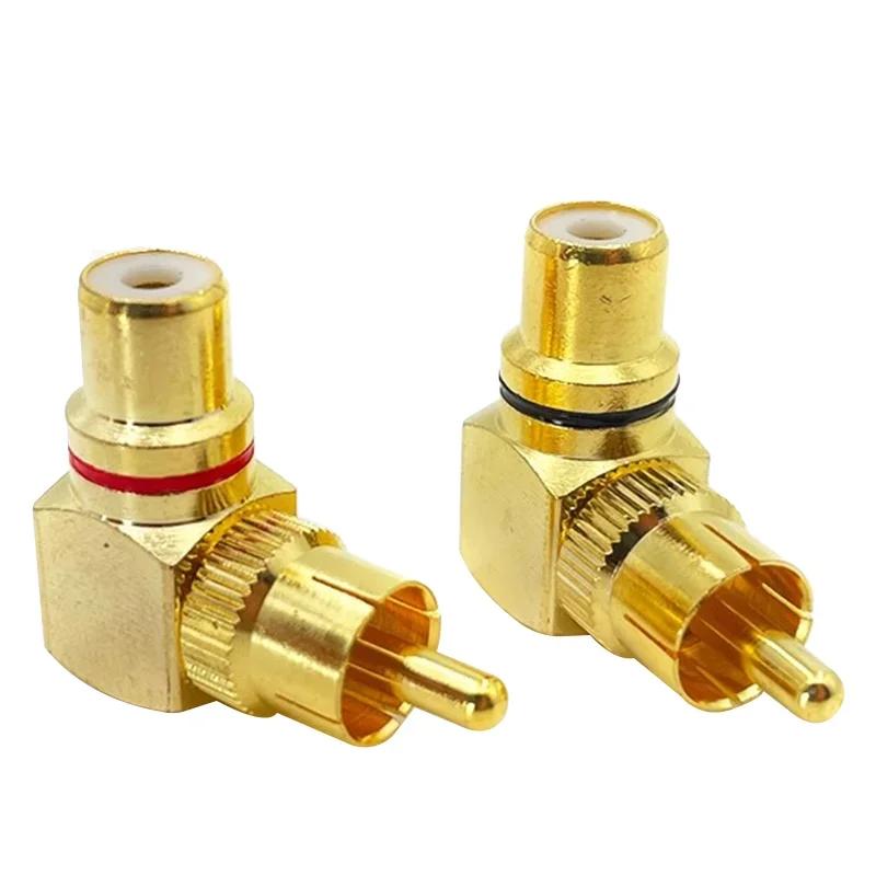 5/20/100PCS  Gold Plated Brass RCA Right Angle Male To Female Connector 90 Degree Adapters Connectors Plug To Jack