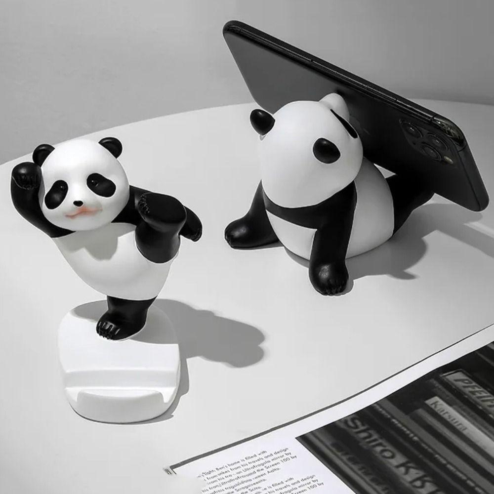 Plastic Phone Stand Holder Panda Figurines Mobile Phone Bracket  Desk Decor