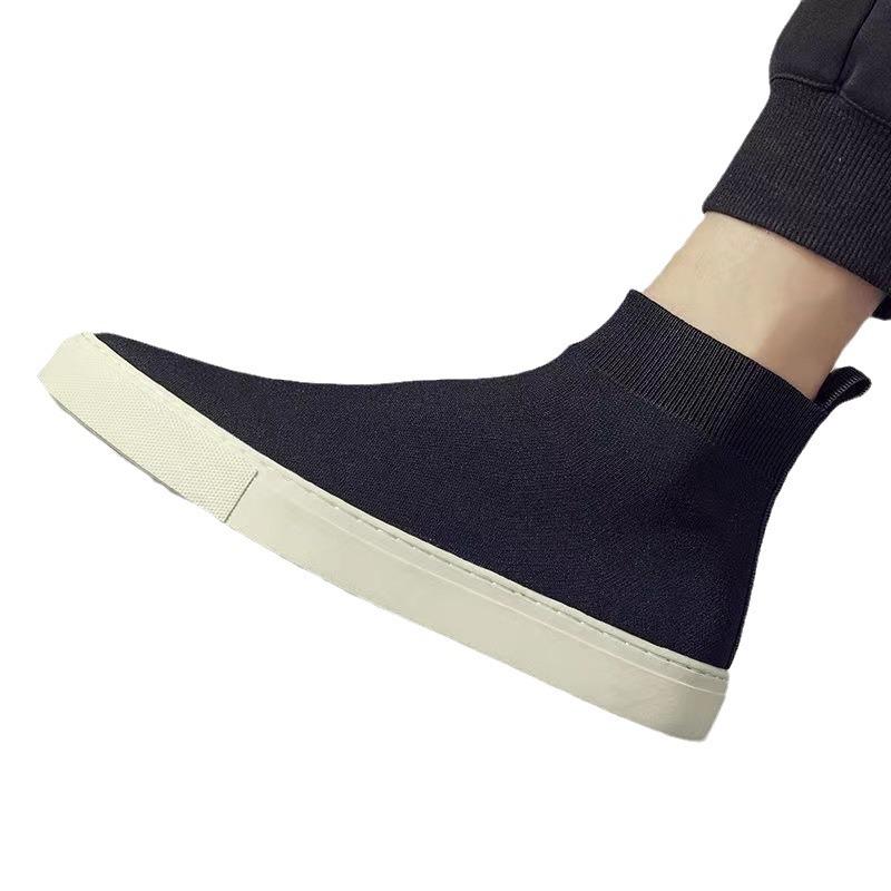Elastische Socken Schuhe Herren Mid-Top High-Top Frühling und Sommer Mode Fly-Woven Socken Schuhe Herrenschuhe Trendschuhe Herren Casual Koreanische Version Board