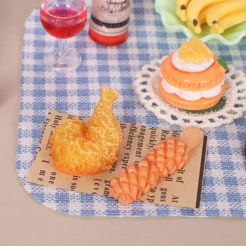 1:12 Scale Miniature Outdoor Picnics Meal Food Model Figurine Set For Doll House With Realistic Food Models And Utensils