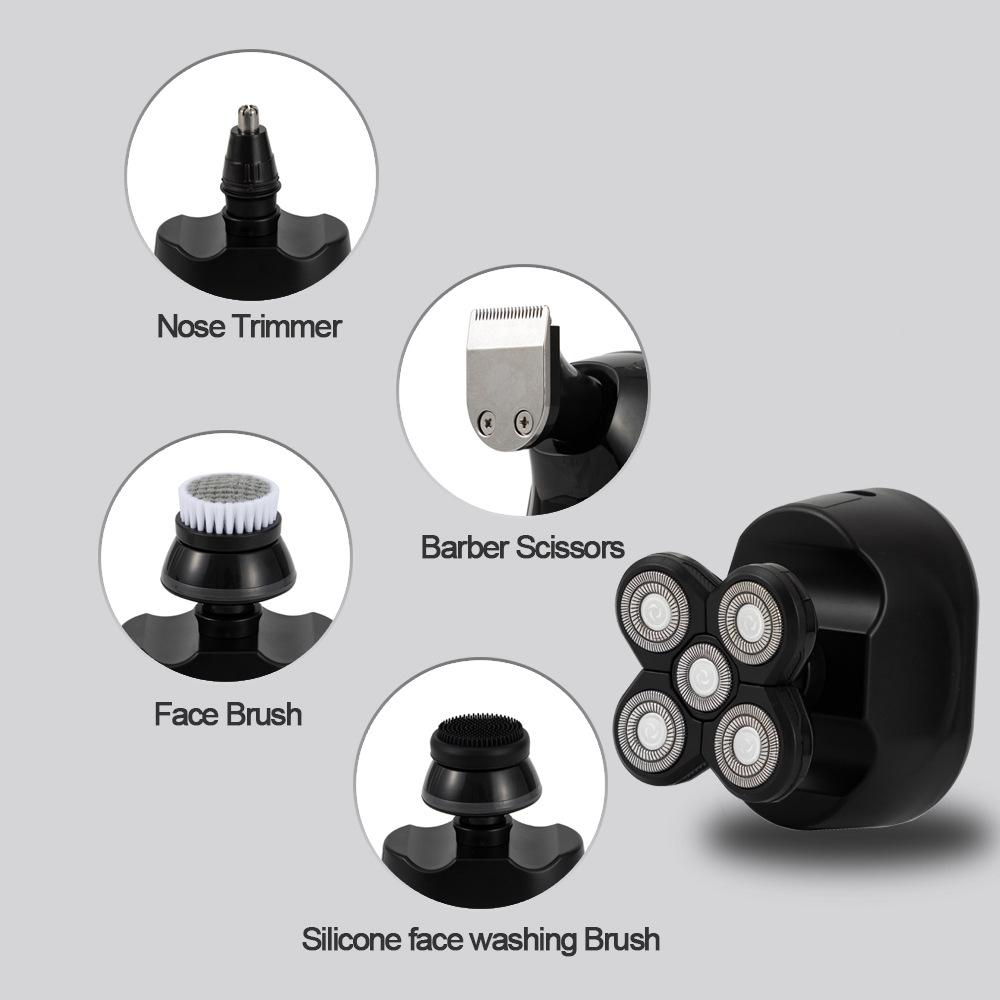 

Электробритва с цифровым дисплеем и пятью лезвиями 1PCS bald barber перезаряжаемая бритва пять в одном чёрный