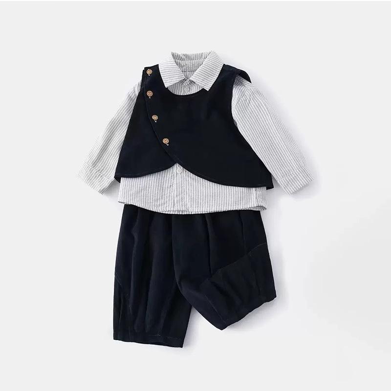 Trendige Herbst/Winter Cordweste Dreiteiliger Formeller Anzug für Babys & Kleinkinder
