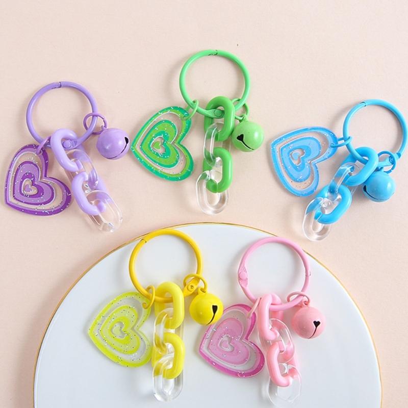 Creative DIY Heart Shaped Keychain With Glitter and Sturdy Acrylic Materials for Personalize Accessories