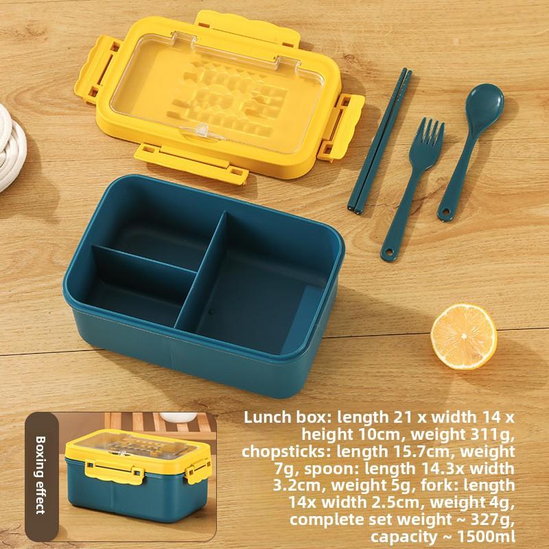 Wheat Compartment Lunch Box, Student and Office Worker Lunch Box, Portable Lunch Box, with Fork, Spoon and Chopsticks