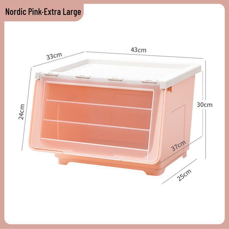 Side-Opening Extra-Large Stackable Plastic Storage Box for Living Room Toys