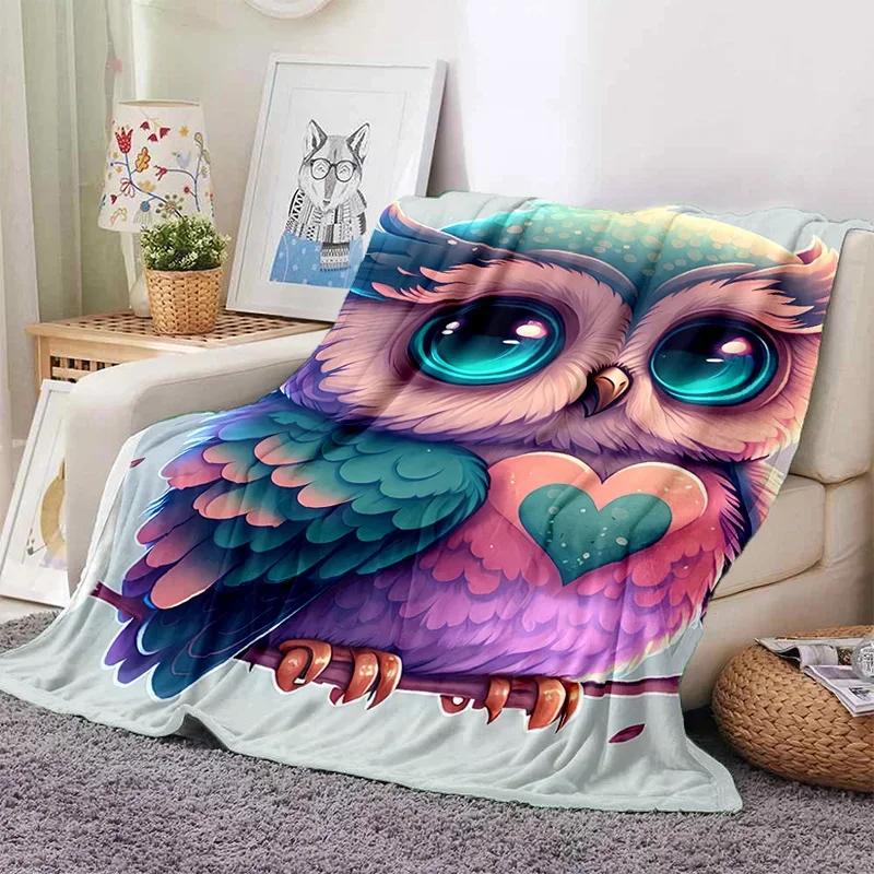 3D Cute Owl Eagle Birds Cartoon Soft Flannel Blanket for Beds Bedroom Sofa Picnic,Throw Blanket for Cover Outdoors Leisure Gift