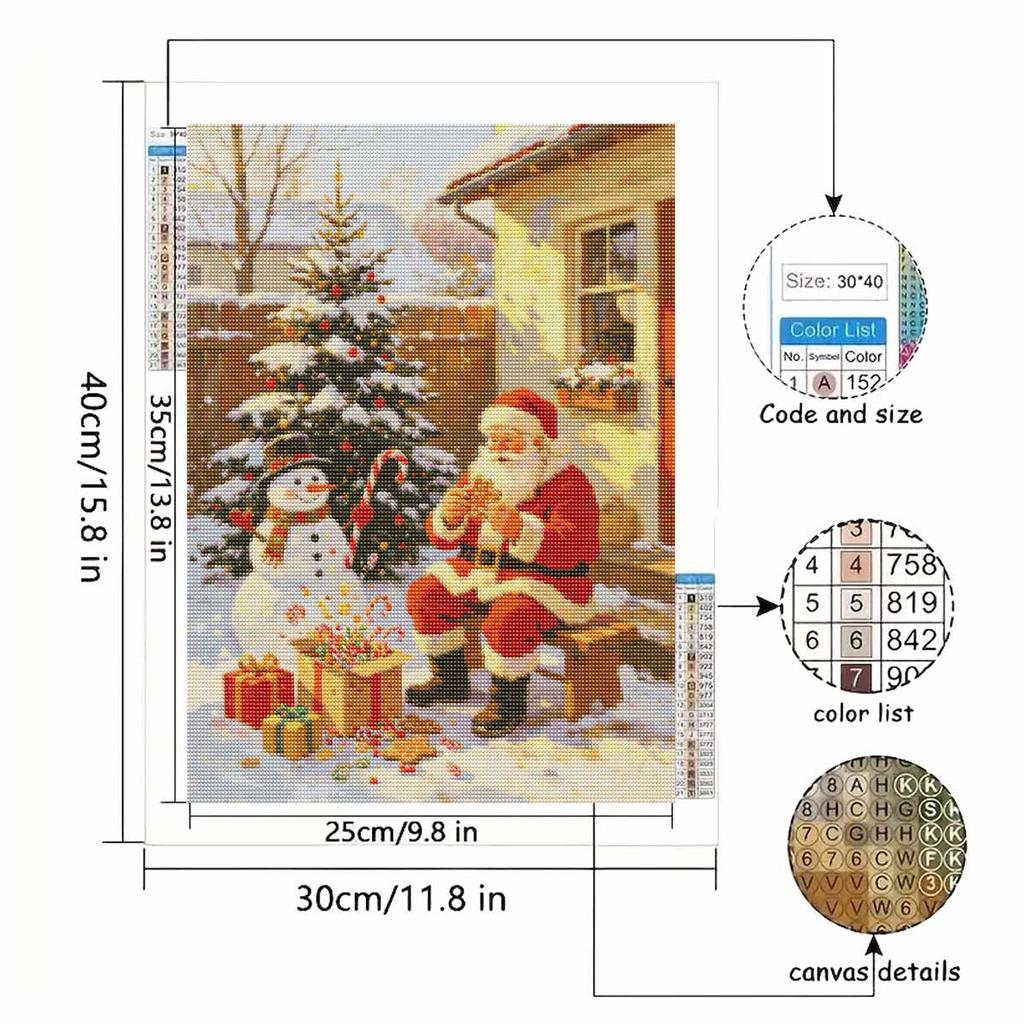 Christmas Diamond Painting Kit Santa Claus Snowman Tree Gift Handmade Home Entertainment Decorative Painting