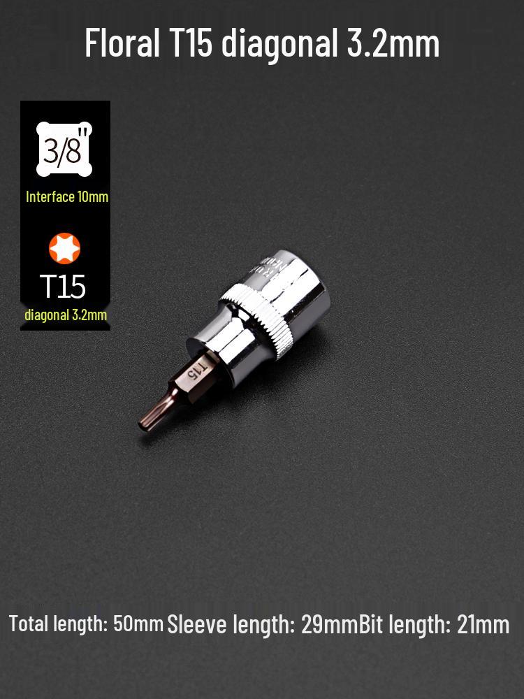 Flower Pattern Torx T30 T40 Slotted Phillips Screwdriver Bit Set with Press-Fit Heads