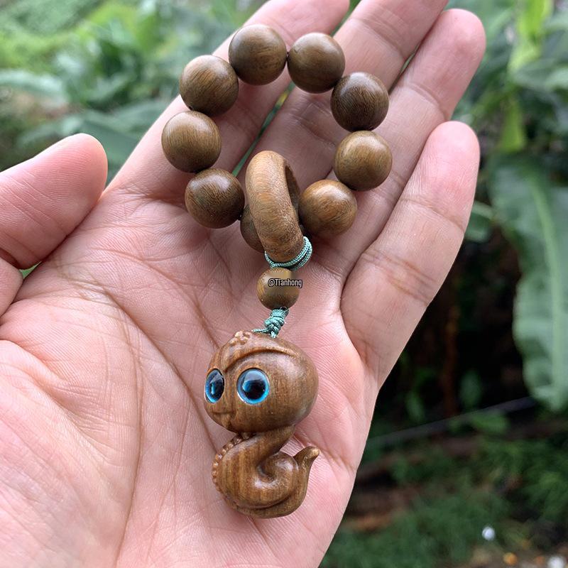 Twelve Zodiac Green Sandalwood Phone Charm - Cute Cartoon Pendant for Bags and Accessories