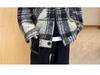 Unisex Retro Plaid Woolen Long-Sleeve Shirt Jacket for Autumn