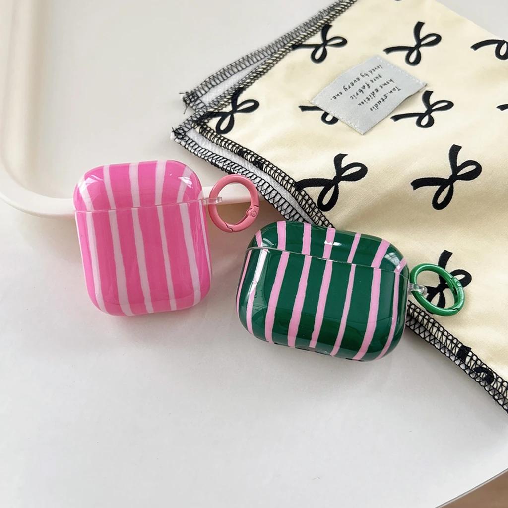 Sommer Dopamin Einfache Farbe Kollision Streifen Spleißen Haken Ohrhörer Case Abdeckung für AirPods 1 oder 2 3 4 Pro 2 Pro 3