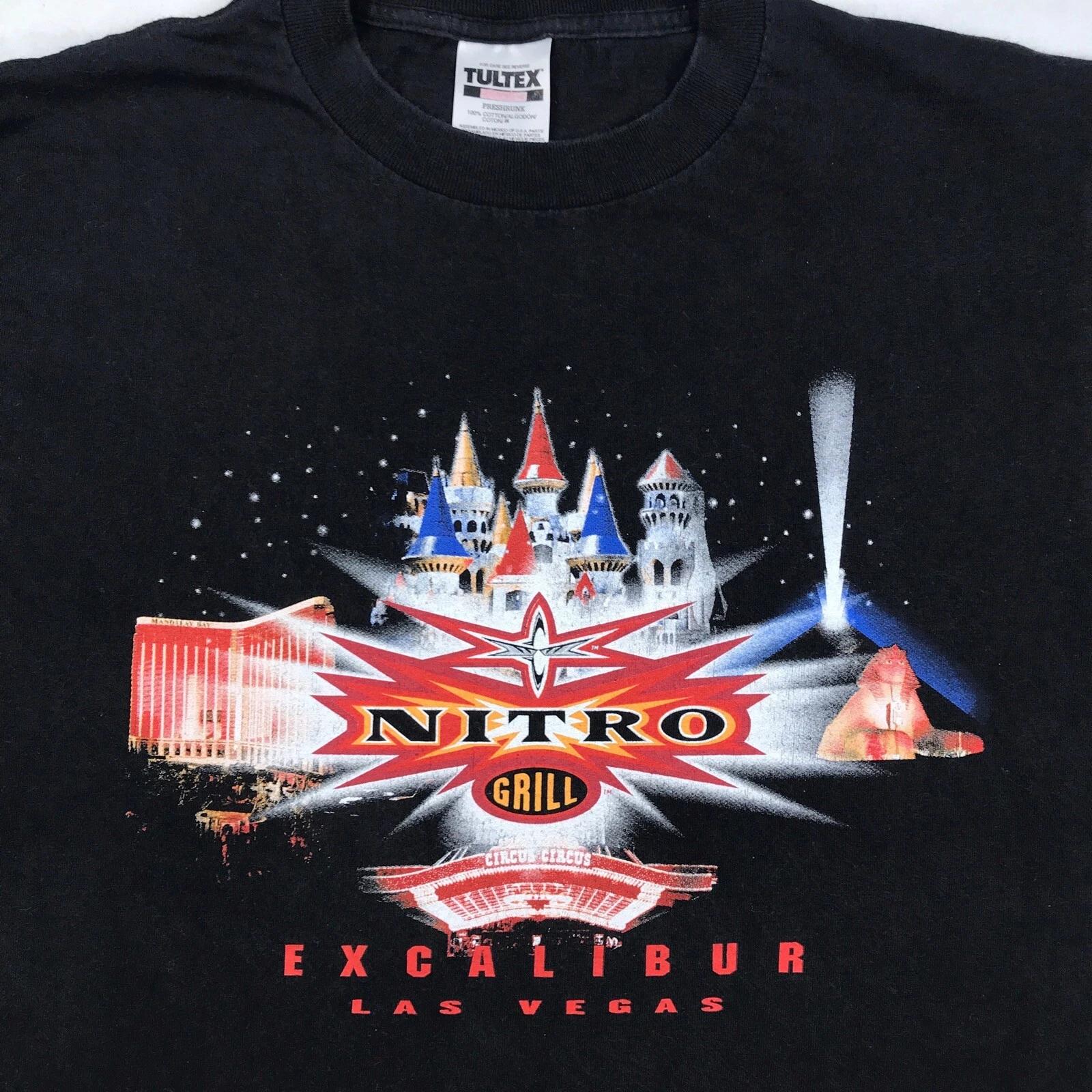 

vintage 90s WCW MONDAY NITRO GRILL EXCALIBUR T-Shirt MEDIUM las vegas wrestling XL