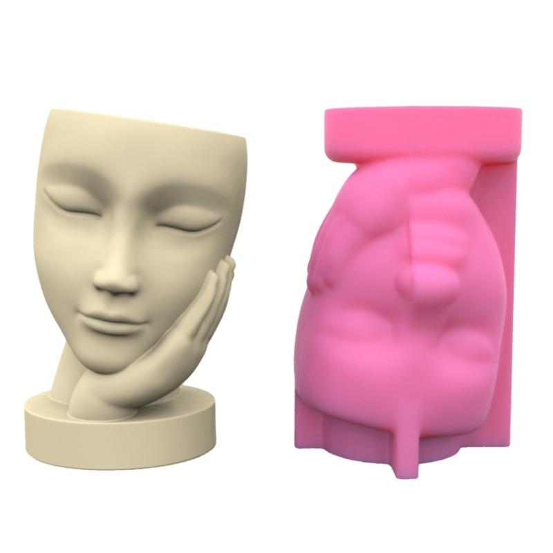 

Face Holding Girl Succulent Pot Mold DIY Concrete Flower Pot Resin Mold Pen Holder Resin Mold Desktop Decoration Home 1