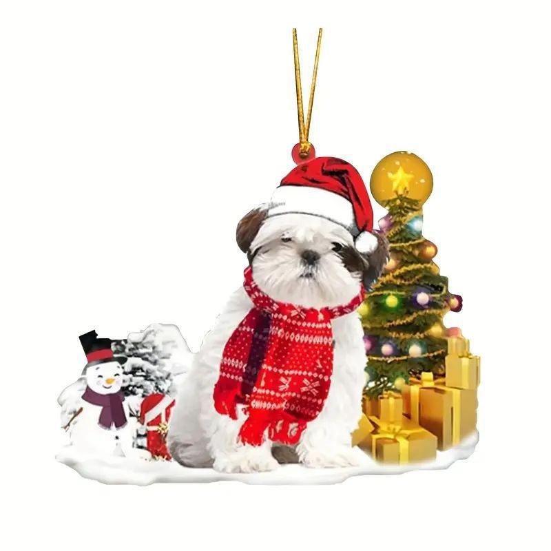 Acrylic Christmas Colorful Tree Dog Car Accessories For Adorable Holiday Decoration