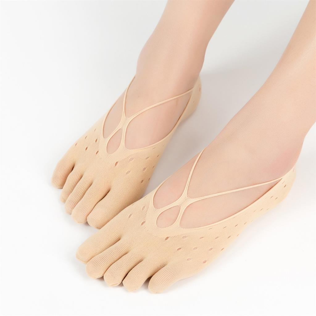 Calzini estivi da donna alla moda a taglio basso, non ultra sottili, a cinque dita