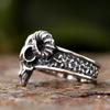 Vintage Gothic Goat Head Skull Ring For Men Stainless Steel Lucifer Animal Jewelry Cool Gift For Boys