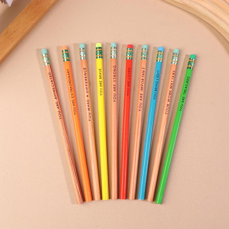 10 Stück Affirmations-Bleistiftset Personalisiert Inspirierend Kompliment Bunte Bleistifte mit Inspirierenden Sprüchen für Kunststudenten