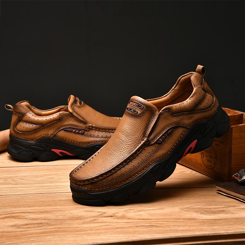 Fashion New Handmade Men Casual Shoes Leather Business Dress Shoes Fashion Outdoor Office Loafers Flats Antiskid Walking Driving Shoes