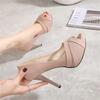 Fashion 2025 New Fashion Platform Women Pumps Concise Solid Flock High Heels 10cm Shoes Women's Peep Toe Shallow Sexy Party Shoes