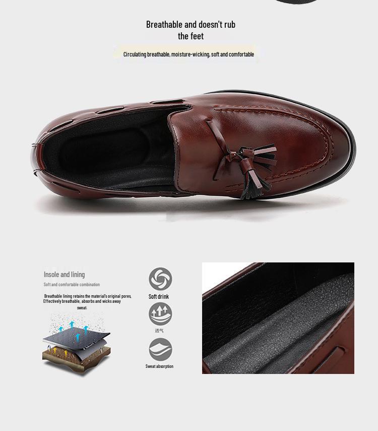 Large Men's British Style Casual Tassel Slip-On Leather Loafers