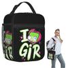 Invader Zim Valentine's Day I Love GIR Insulated Lunch Bag for Women Children Portable Food Boxes Thermal Lunch Box Tote