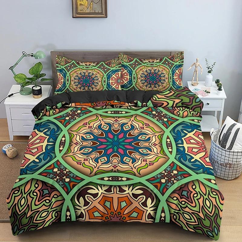 Psychedelic Boho Luxury Bedding Set 2/3PCS With Pillowcase King Mandala Duvet Cover Queen Comforter Cover Polyester Quilt Cover