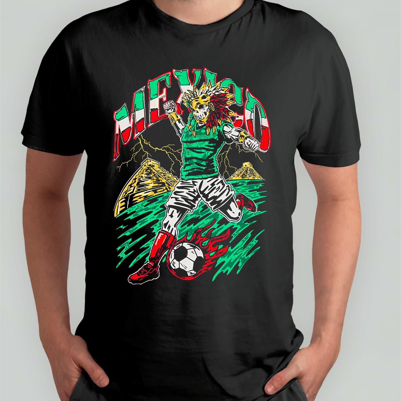 Mexico Si Se Pueda Aztec Skeleton Warrior T-Shirt Warren Lotas Soccer Tee S