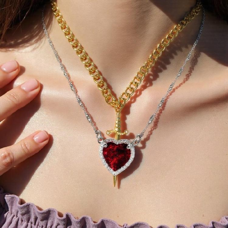 Distinctive Heart And Swords Necklace Pair With Sturdy Black Coating Designed For Those Seeking Individuality And Depth
