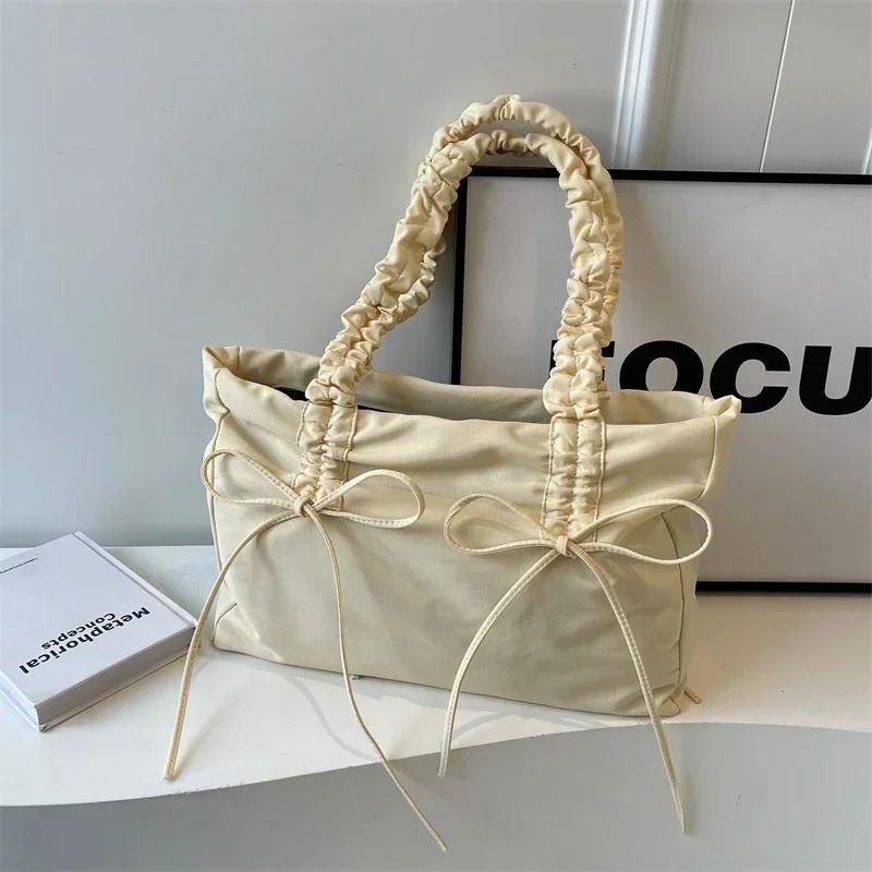 Solid Large Capacity Casual Tote Bags Soft Interior Compartment Hot Sale Bags for Women Zipper Nylon Women's Handbags