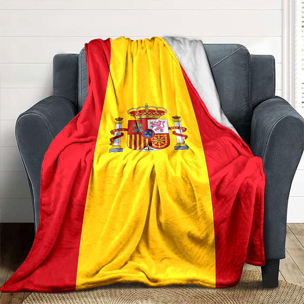 Spanish National Flag Flannel Blanket Super Soft Warm Cozy Blanket for Sofa Bed Office Travel All‑Season Home Decor Gift