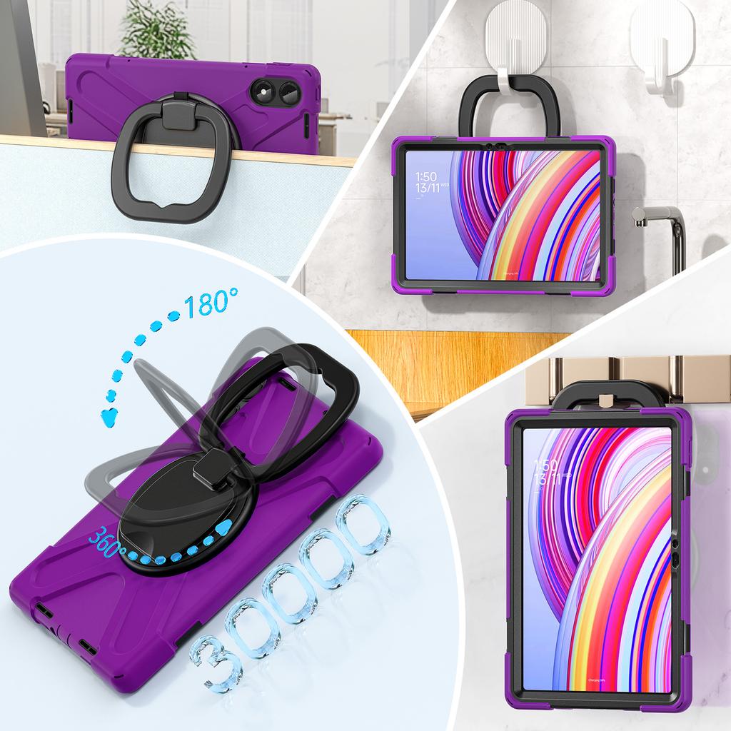 360 Rotating Kids Case Universal for Xiaomi Poco Pad Redmi Pad Pro 2024 12.1 Inch Heavy Duty Stand Cover with Shoulder Strap