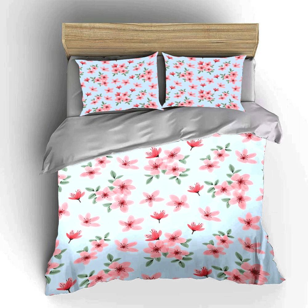 Floral Themed Three-Piece Set Exquisite three-piece bedding set gift for kids and adults 135x200cm
