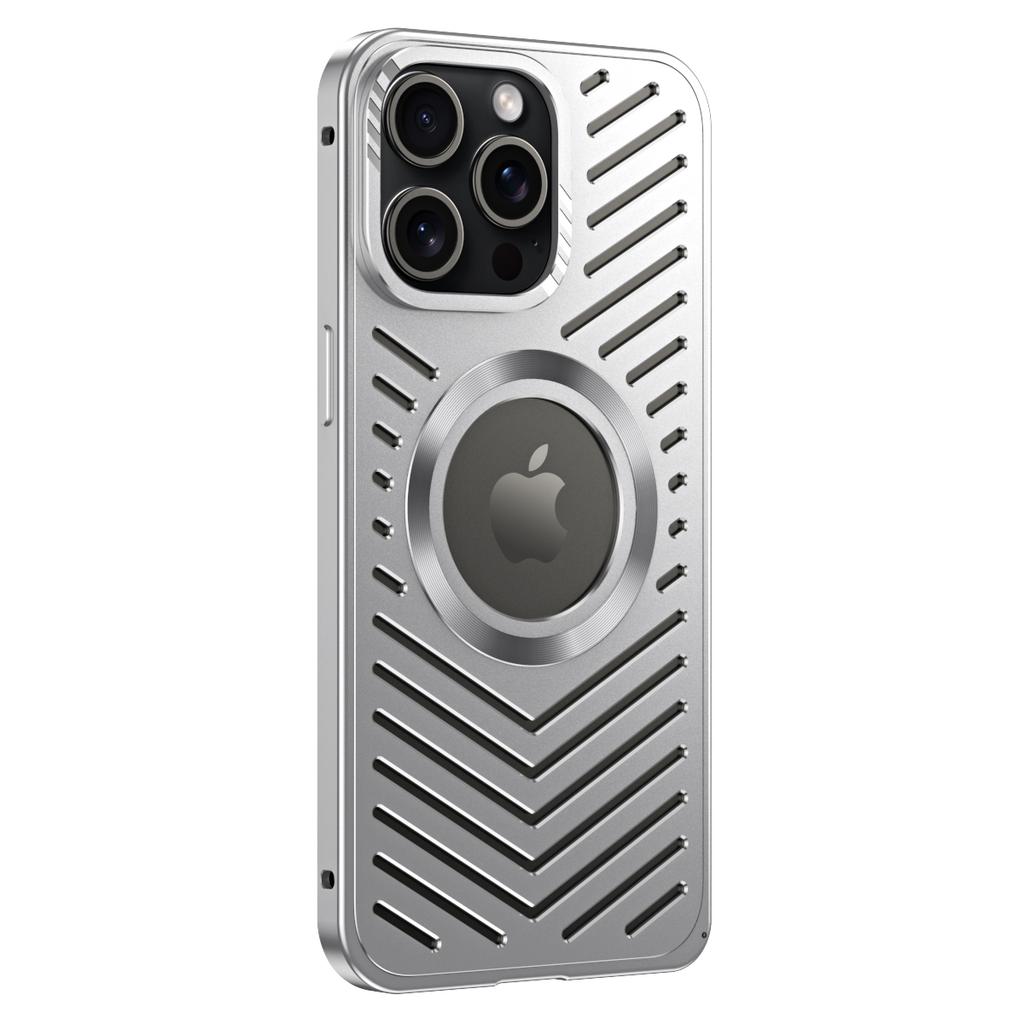 For iPhone 15 Pro Max Case Heat Dissipation Hollow Aluminium Alloy Phone Cover