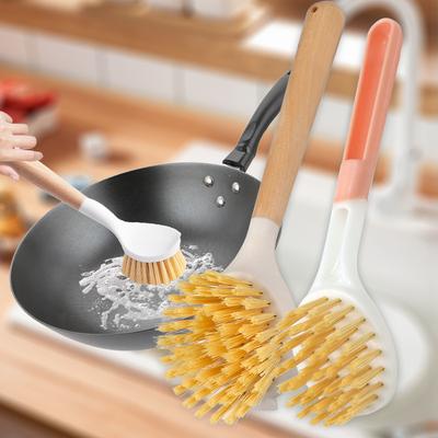 Spülbürste Haushalt Küche Langer Griff Topfbürste Beschädigt den Topf nicht und Verfärbt nicht mit Öl Spül-Artefakt Holzgriffbürste