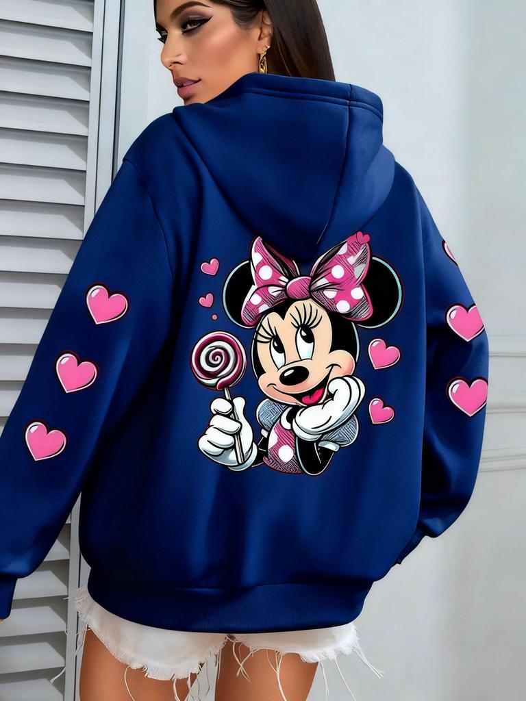 Vintage Disney Minnie Hoodie Women Men Oversized Casual Pullover Sweatshirt Streetwear Long-sleeved Tops Spring Autumn Fashion