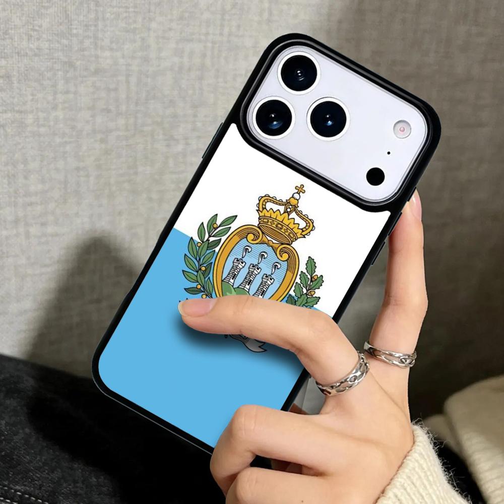 Capa Case for iPhone 17 Air 16 Pro Max 15 Plus 11 13 Mini 14 12 Back Phone Cover San Marino Flag