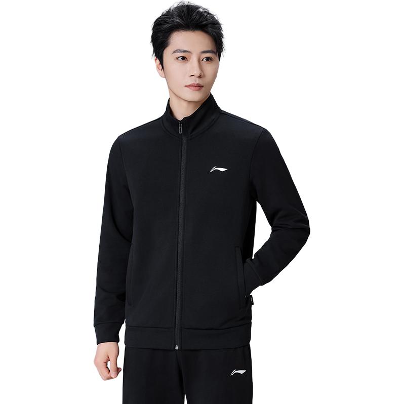 Li Ning Badminton Series Zip-Up Hoodie With Logo Comfortable Versatile Long Sleeve Unisex Hoodies Black AWDTD93