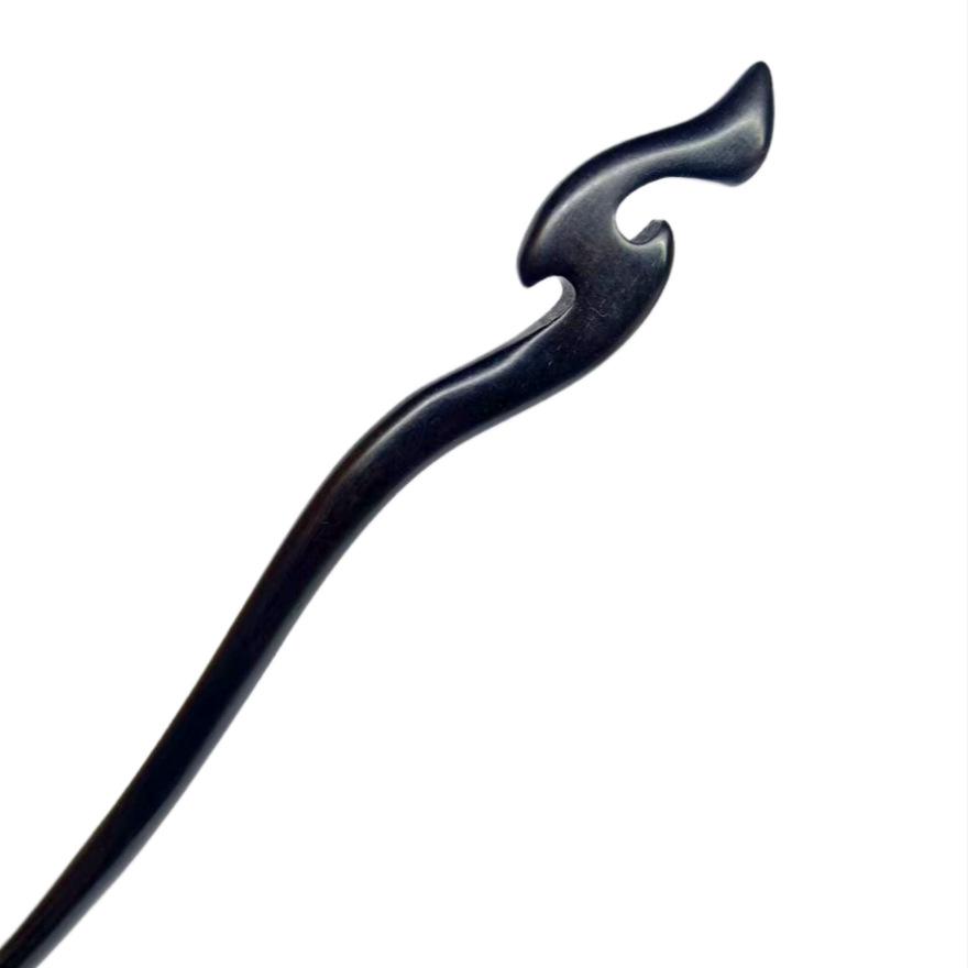 Black Sandalwood Openwork Hairpin – Wooden Chinese-Style Hair Accessory
