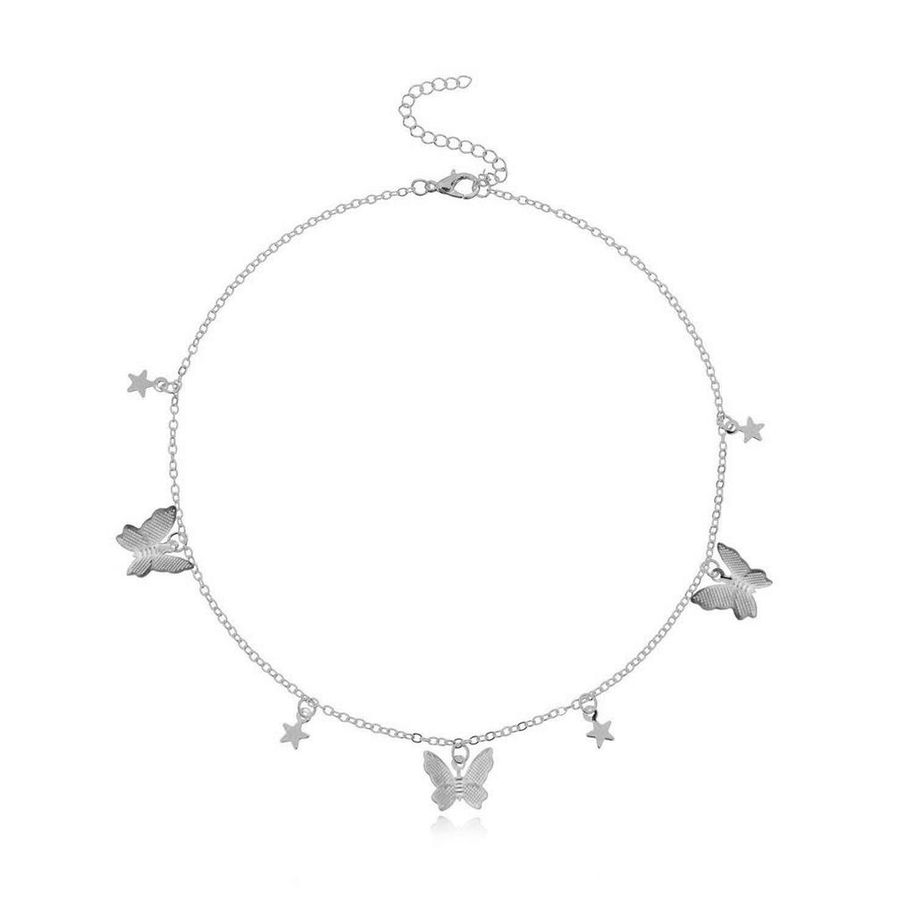 Personalized Fashion Butterfly Pendant, Star Necklace, Women's Versatile Five-pointed Star Handmade Necklace.