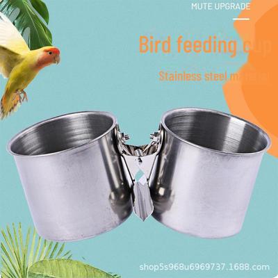 Comedero para loros con clip, vaso y comedero: ideal para estorninos, minás y loros pequeños.; Diseño anti-mordidas