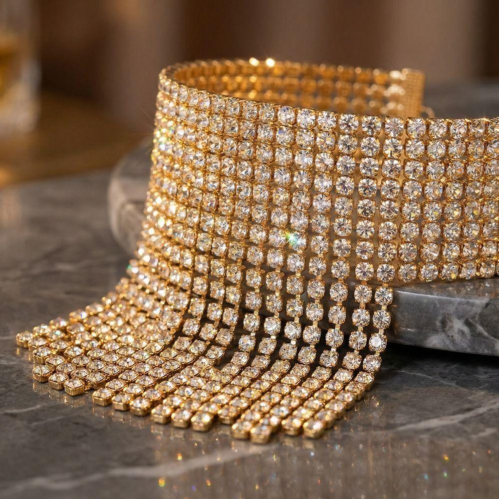 Shining Rhinestone Tassel Anklet Adjustable Foot Chain Jewelry  High Heel Shoes