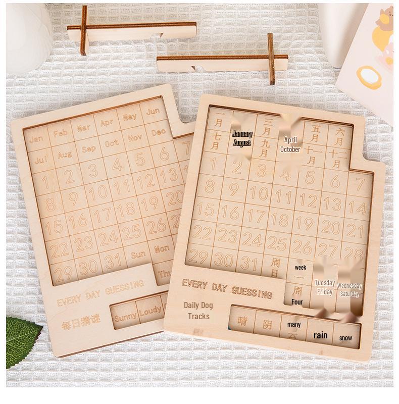 Children's Wooden Educational Tetris Calendar Puzzle Game