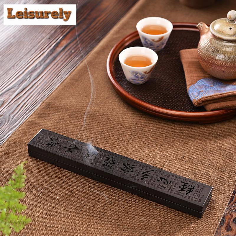 Ebony Long Incense Box Hollow Craft Household Incense Burner Aromatherapy Furnace Zen Censer Burner Holder Home Decoration Craft