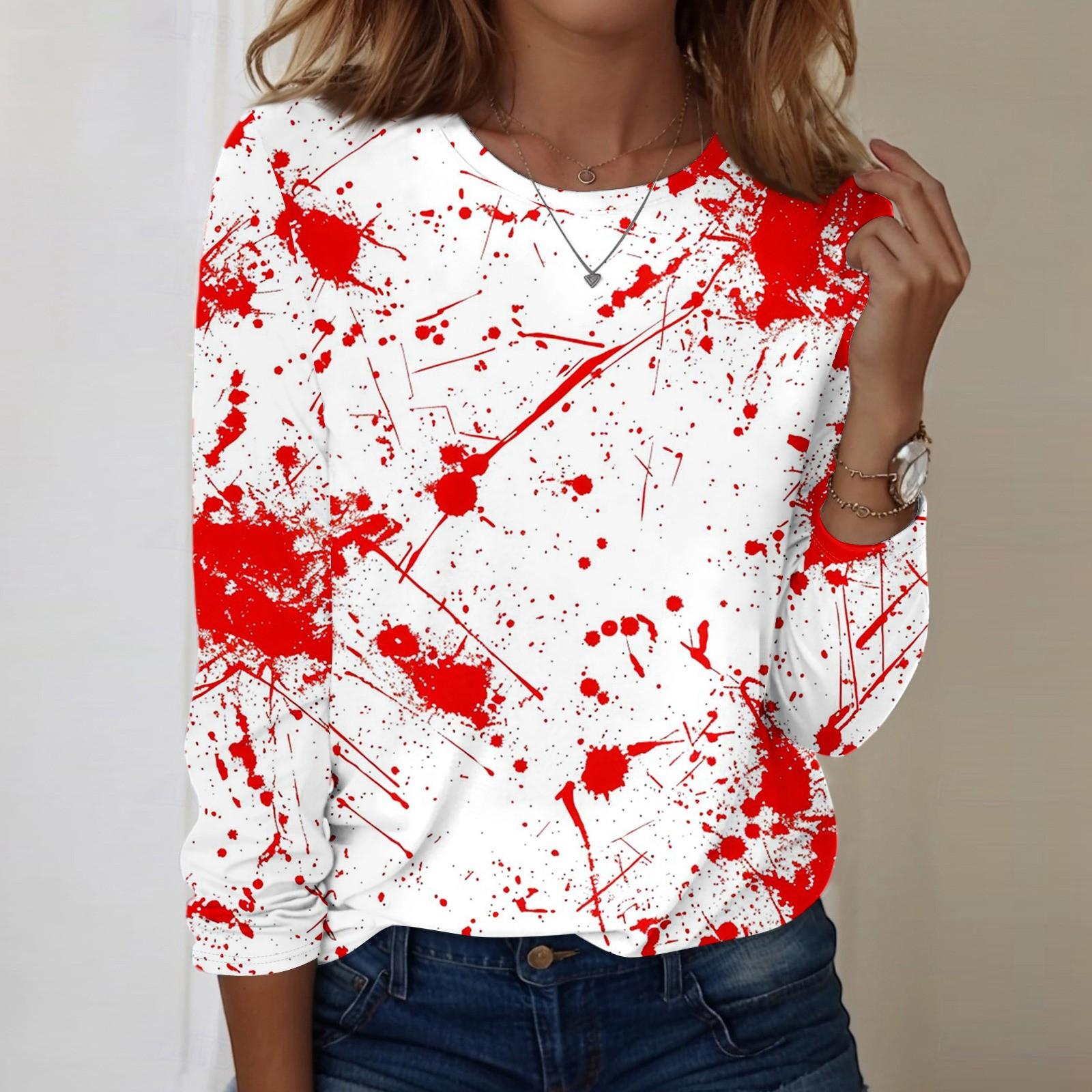 

Women s Halloween printed round-neck loose long-sleeved top XXXL білий