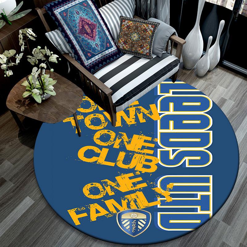 Leeds United Logo Pattern Round rug,Carpet Rug for Living Room Bedroom Playroom ,Non-slip Floor Mat,Holiday Gifts and Birthday Gifts.