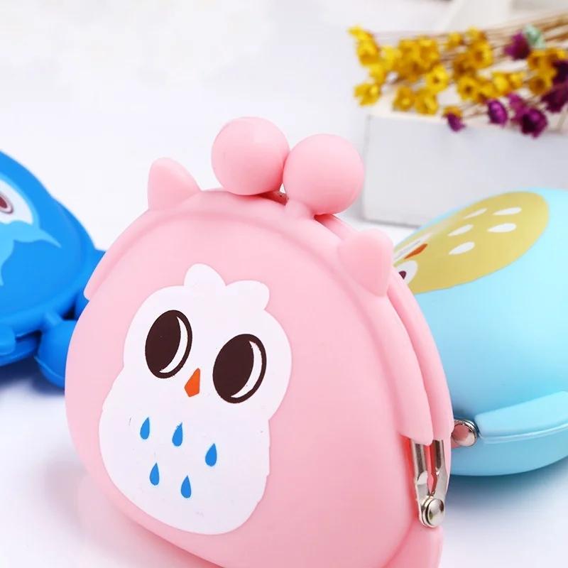 1Pc Cute Pretty Cartoon Owl Silicone Jelly Wallet Change Bag Keys Pouch Coin Purse Storage Bag
